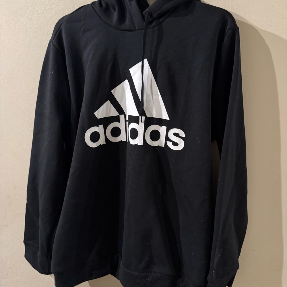 Adidas Women's Classic Black Hoodie with White Emblem